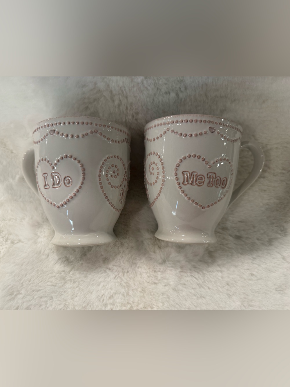 Lenox White Mugs with Pink Dot Heart Accents (Pair)